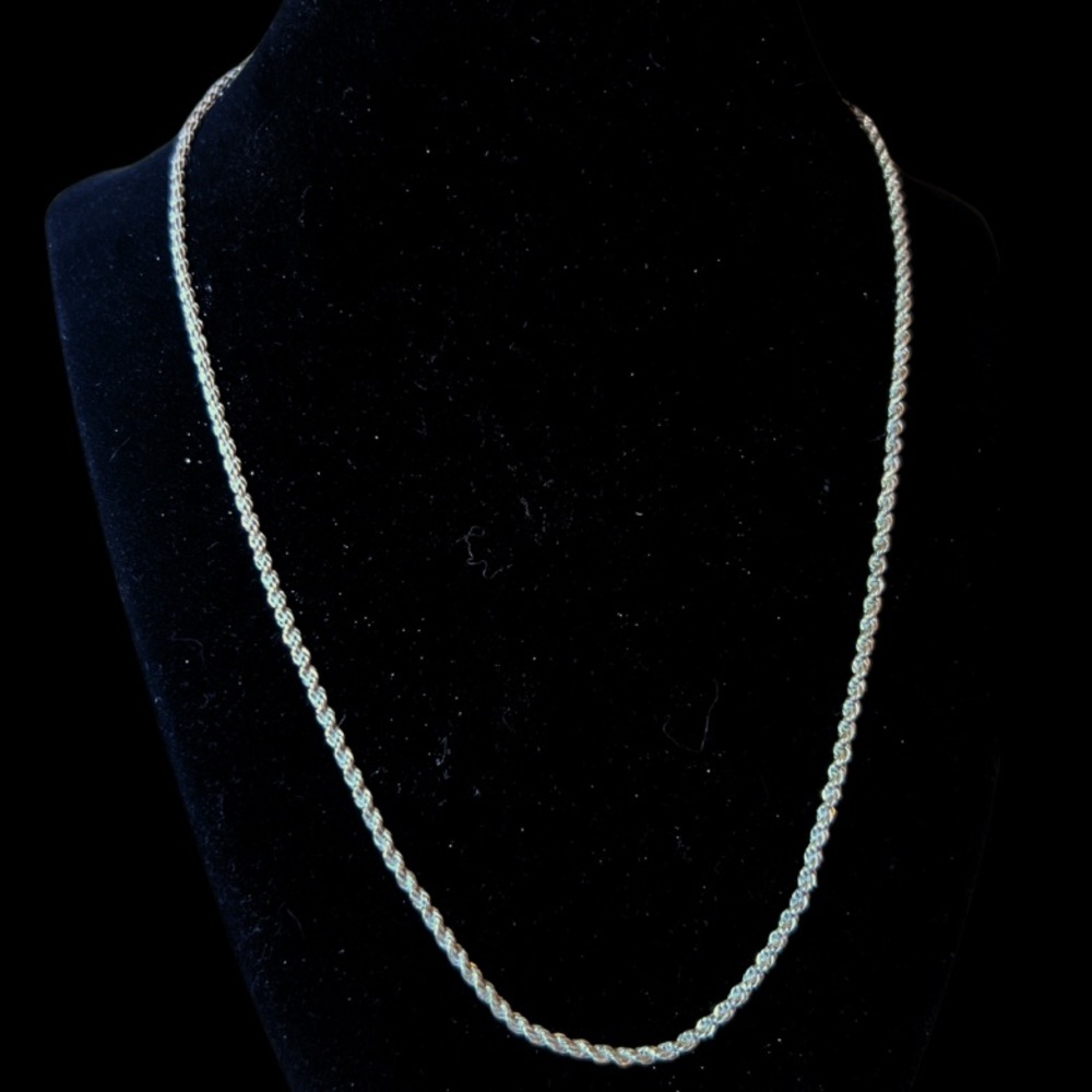 Rope twist sterling silver 20 inch chain necklace
